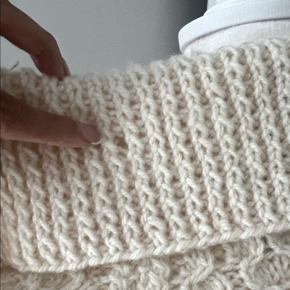 Wool Knit Cardigan with Leather Like Button Closure - Picture 5 of 6
